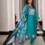 Firozi color viscose simmer fabric embroidered Kurta set