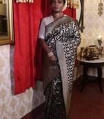 black hand woven katan silk blend saree