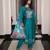 Firozi color viscose simmer fabric embroidered Kurta set