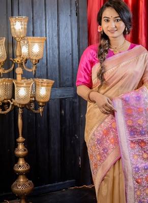 multicolor hand woven tissue zari woven all seasons sarees 1