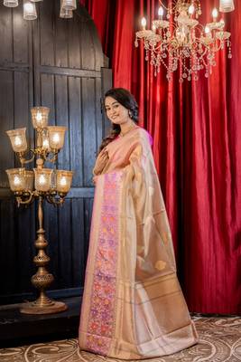 multicolor hand woven tissue zari woven all seasons sarees 2