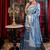 blue woven katan silk blend saree