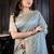 grey hand woven silk blend saree