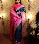 multicolor hand woven katan silk blend saree