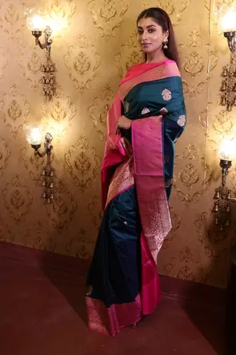 multicolor hand woven katan silk blend zari woven all seasons sarees