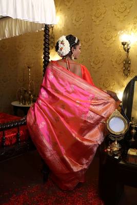 pink hand woven katan silk blend zari woven all seasons sarees 3