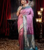 multicolor hand woven katan silk blend saree