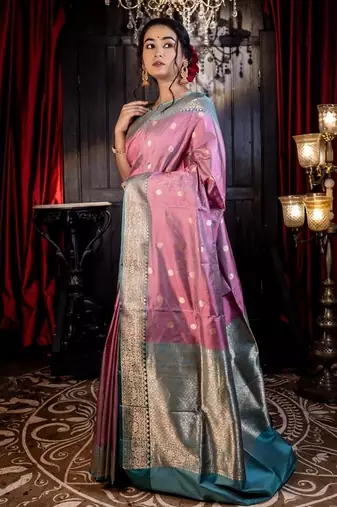 multicolor hand woven katan silk blend zari woven all seasons sarees
