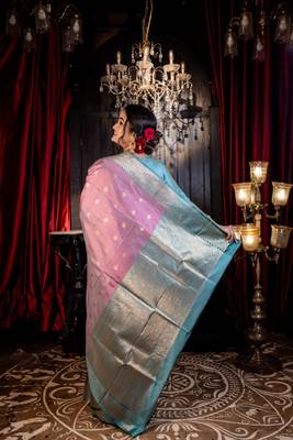multicolor hand woven katan silk blend zari woven all seasons sarees 4