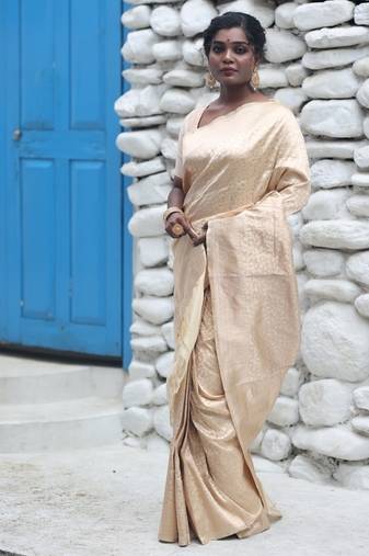 brown woven katan silk blend zari woven all seasons sarees