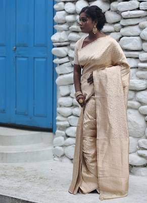 brown woven katan silk blend zari woven all seasons sarees 2