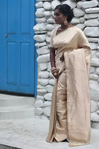 brown woven katan silk blend zari woven all seasons sarees