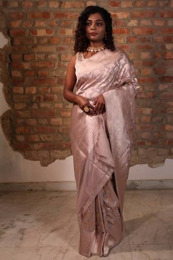 grey woven katan silk blend saree