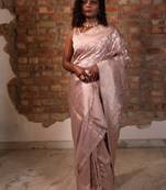 grey woven katan silk blend saree