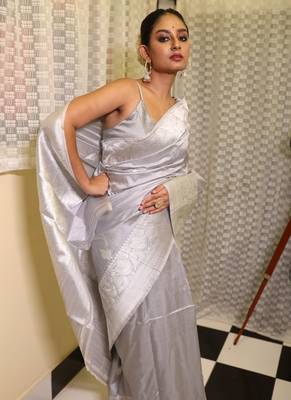 grey hand woven katan silk blend zari woven all seasons sarees 2