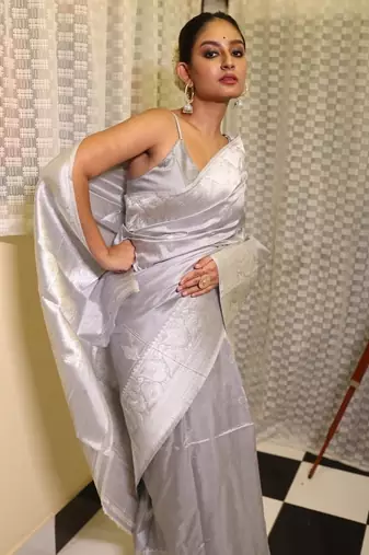 grey hand woven katan silk blend zari woven all seasons sarees