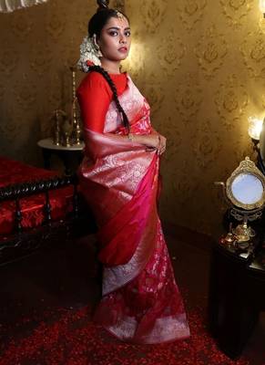 pink woven katan silk blend zari woven all seasons sarees 2