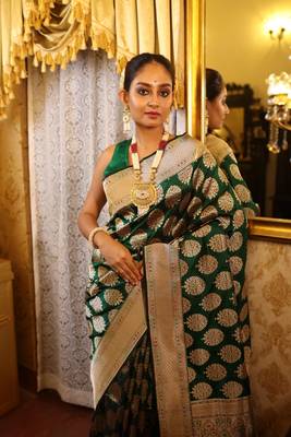 green woven katan silk blend zari woven all seasons sarees 2