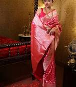 red woven katan silk blend saree
