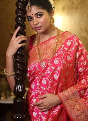 red woven katan silk blend zari woven all seasons sarees 3