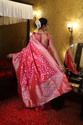 red woven katan silk blend zari woven all seasons sarees 4