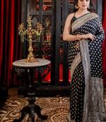 black woven georgette saree