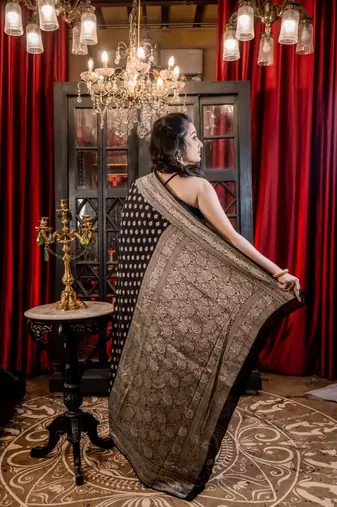 black woven georgette zari woven all seasons sarees