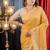 yellow woven georgette saree