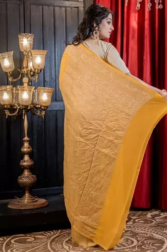 yellow woven georgette zari woven all seasons sarees