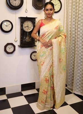 yellow woven tussar zari woven all seasons sarees 1