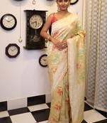 yellow woven tussar saree