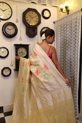 yellow woven tussar zari woven all seasons sarees 4