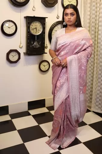 plum woven tussar saree