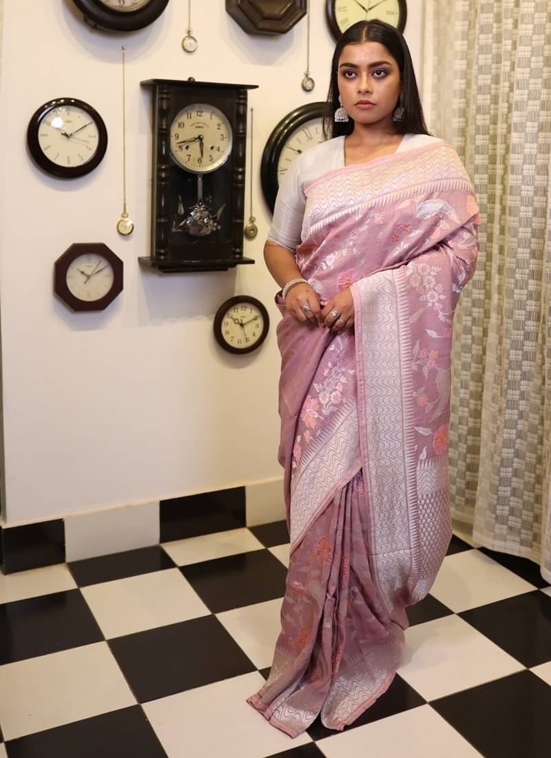 plum woven tussar saree