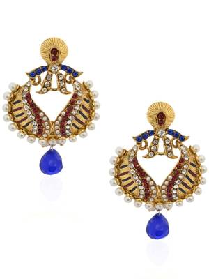 Pearling Royal Blue Beauteous Earrings -Rae0052 1