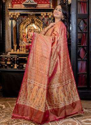 multicolor hand woven katan silk blend banarasi silk blend all seasons sarees 2