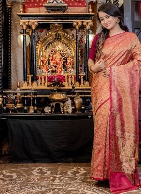 multicolor hand woven katan silk blend banarasi silk blend all seasons sarees 4