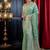 green woven georgette saree