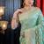 green woven georgette saree