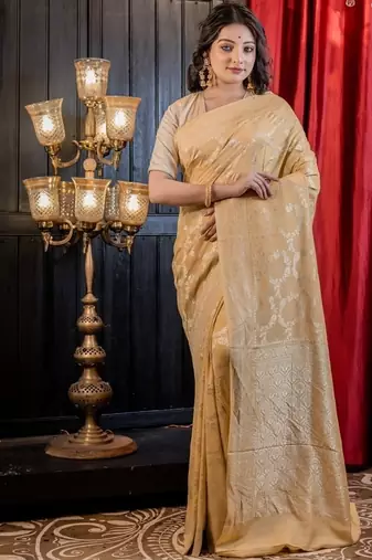 yellow woven silk blend blend saree