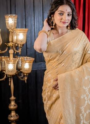 yellow woven silk blend blend zari woven all seasons sarees 2