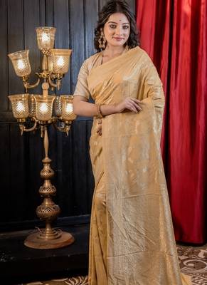 yellow woven silk blend blend zari woven all seasons sarees 3