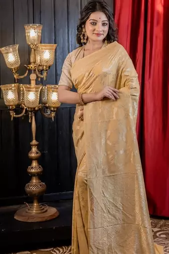 yellow woven silk blend blend zari woven all seasons sarees