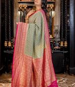 teal woven georgette saree