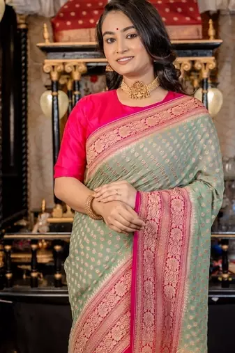 teal woven georgette zari woven all seasons sarees