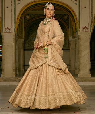 gold embroidered silk lehenga set 1