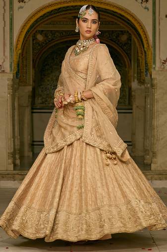 gold embroidered silk lehenga set