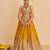 yellow embroidered silk lehenga set