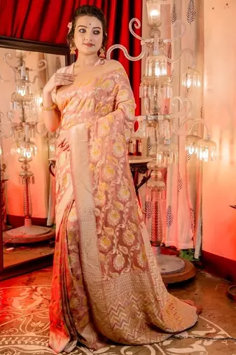 pink woven georgette zari woven all seasons sarees