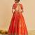orange embroidered silk lehenga set